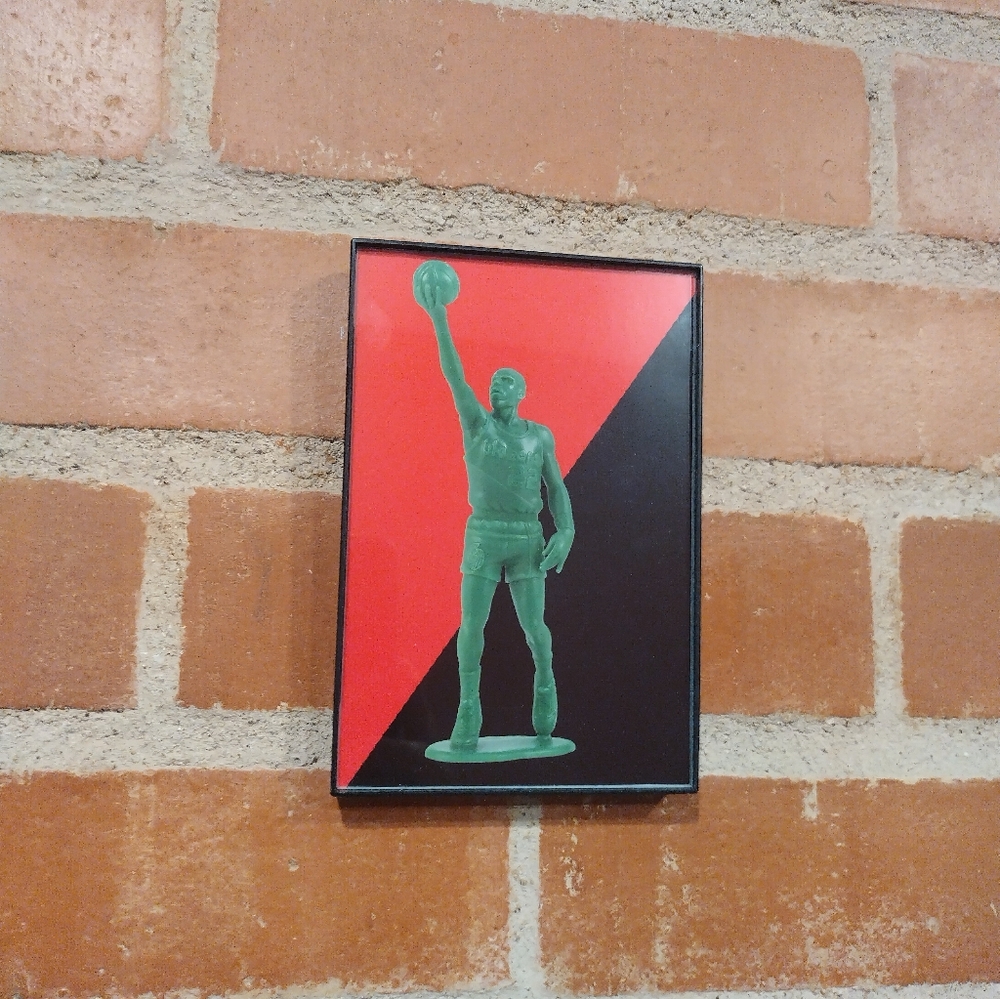 Clyde Drexler Portland Trailblazers Retro NBA Plastic Army Man Framed Art Print